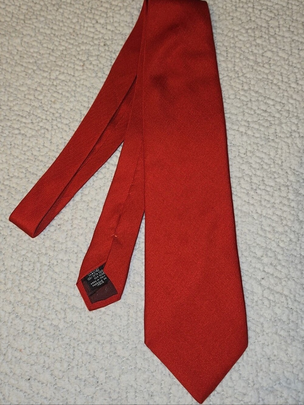 Emporio Armani Red Silk Tie Solid Satin Necktie Made in Italy-Designer Luxury